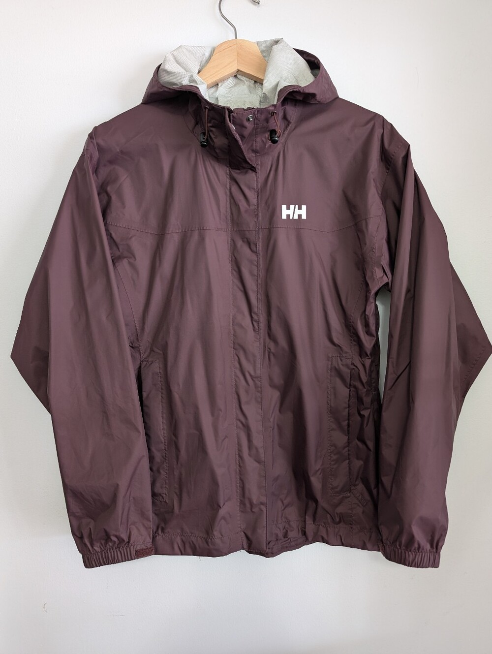 Helly Hansen Medium Waterproof Ski Shell Light Rain Jacket Burgundy Windbreaker